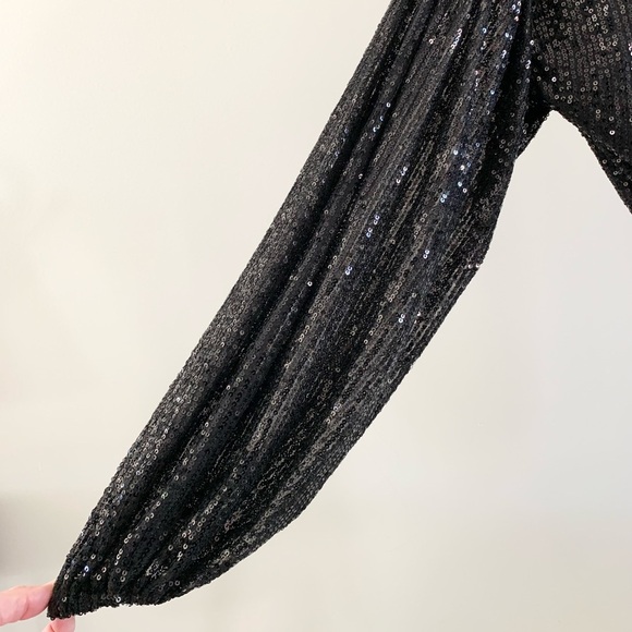 She + Sky Sequin Long Sleeve Belted Romper - Picture 7 of 12